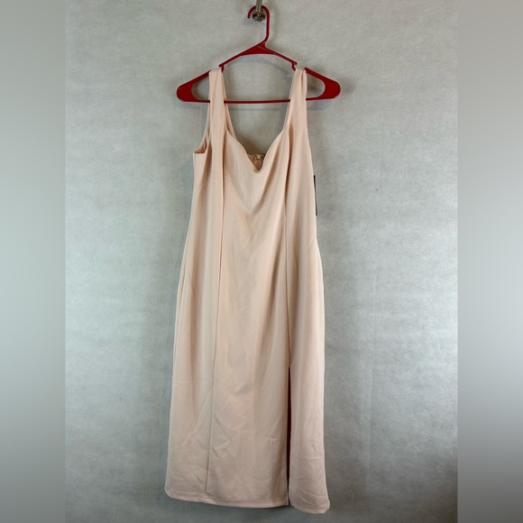 Lulus take me out tonight Midi dress NWT size 14 side slit blush pink - Picture 4 of 10